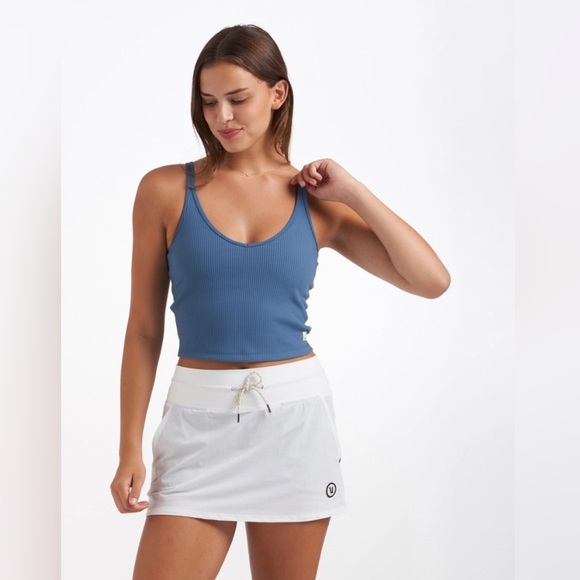 Vuori Tops - Vuori Ribbed Crop Tank Top - Blue
